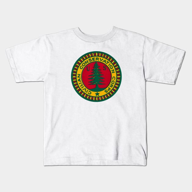 1930s Civilian Conservation Corps Kids T-Shirt by historicimage